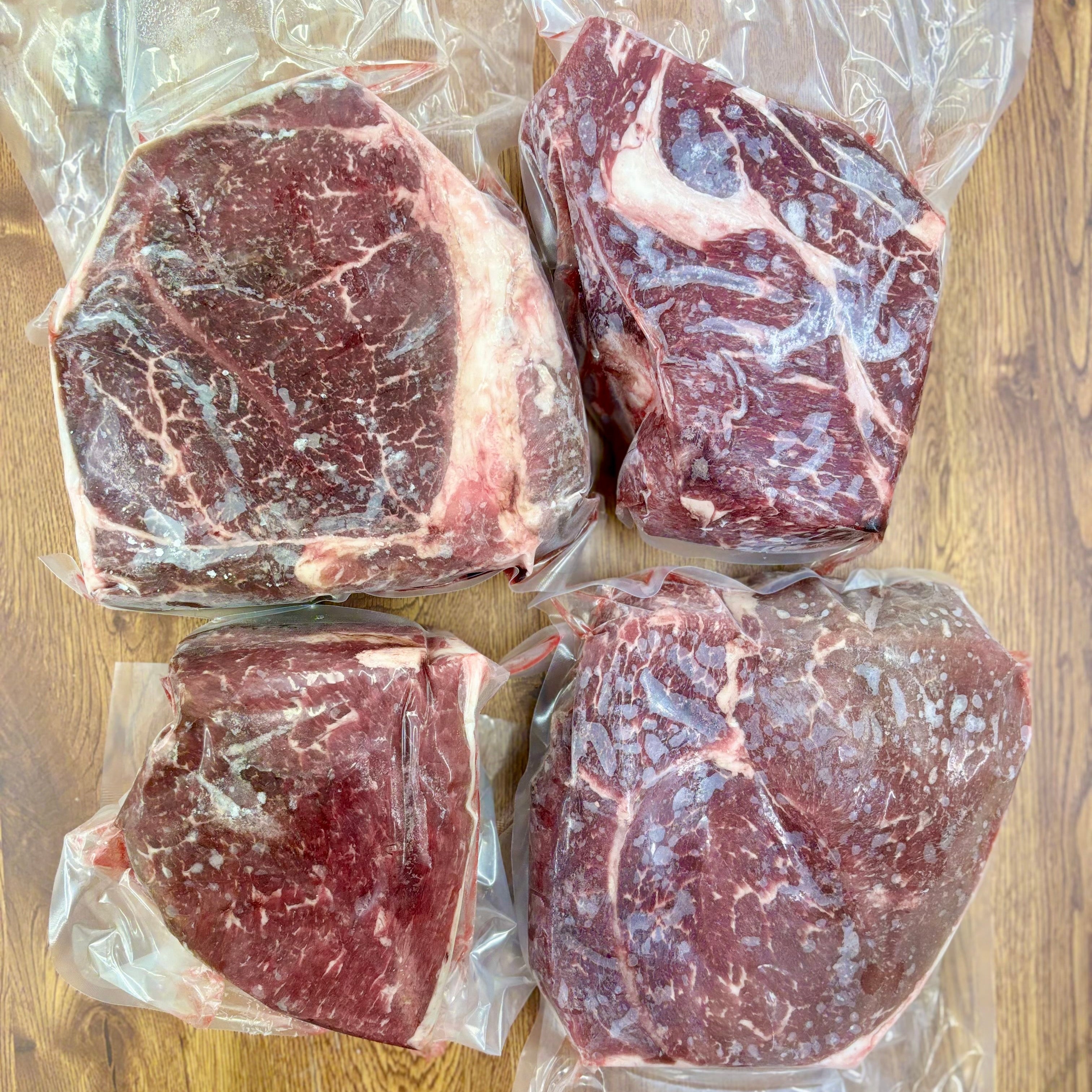 Premium steak and hamburger beef box grass-fed grain-finished Nebraska beef ribeye NY strip filet ground beef