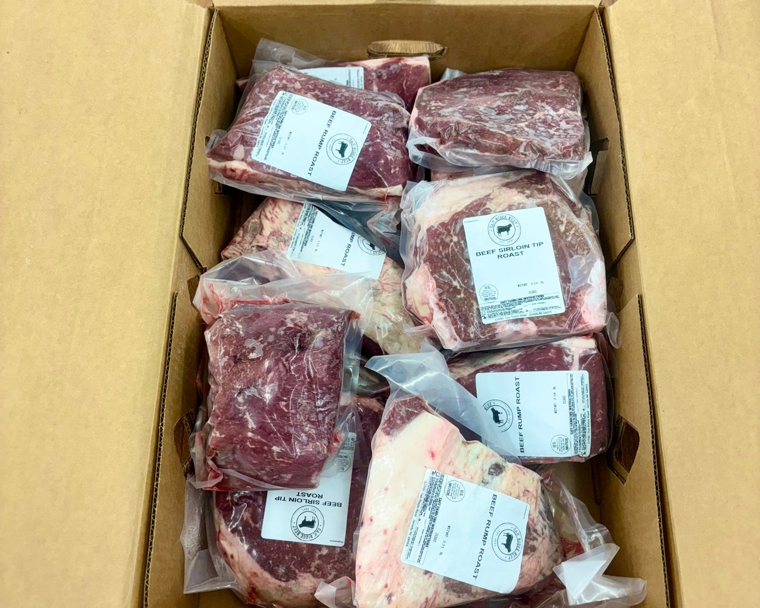 Premium steak and hamburger beef box grass-fed grain-finished Nebraska beef ribeye NY strip filet ground beef